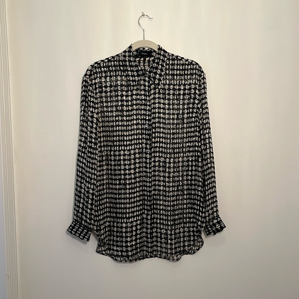 Theory Women's Weekender Broken Oval Dot Print Shirt S Viscose/ Silk